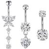 FECTAS Piercing Ombelico Argento Oro 10 mm Acciaio Chirurgico 14G Anello Piercing Ventre con Pietra zircone Cuore di Farfalla