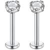 Rajnard 16G in Acciaio Chirurgico Labbro Piercing Stud Argento 6 8 10 12 14 16 19mm cartilagine Tragus Helix Orecchini Piercing Labret con Zircon Piercing Gioielli per Le Donne Uomini