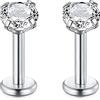 Rajnard 16G in Acciaio Chirurgico Labbro Piercing Stud Argento 6 8 10 12 14 16 19mm cartilagine Tragus Helix Orecchini Piercing Labret con Zircon Piercing Gioielli per Le Donne Uomini