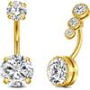 FECTAS Piercing Ombelico Argento 10 mm Acciaio Chirurgico 14G Anello Piercing Ventre con Pietra zircone