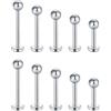Rajnard 16G in Acciaio Chirurgico Labbro Piercing Stud Argento 6 8 10 12 14 16 19mm cartilagine Tragus Helix Orecchini Piercing Labret con Zircon Piercing Gioielli per Le Donne Uomini