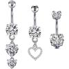 FECTAS Piercing Ombelico Argento Oro 10 mm Acciaio Chirurgico 14G Anello Piercing Ventre con Pietra zircone Cuore di Farfalla
