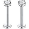 Rajnard 16G in Acciaio Chirurgico Labbro Piercing Stud Argento 6 8 10 12 14 16 19mm cartilagine Tragus Helix Orecchini Piercing Labret con Zircon Piercing Gioielli per Le Donne Uomini
