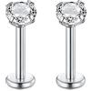 Rajnard 16G in Acciaio Chirurgico Labbro Piercing Stud Argento 6 8 10 12 14 16 19mm cartilagine Tragus Helix Orecchini Piercing Labret con Zircon Piercing Gioielli per Le Donne Uomini