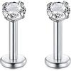 Rajnard 16G in Acciaio Chirurgico Labbro Piercing Stud Argento 6 8 10 12 14 16 19mm cartilagine Tragus Helix Orecchini Piercing Labret con Zircon Piercing Gioielli per Le Donne Uomini