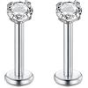 Rajnard 16G in Acciaio Chirurgico Labbro Piercing Stud Argento 6 8 10 12 14 16 19mm cartilagine Tragus Helix Orecchini Piercing Labret con Zircon Piercing Gioielli per Le Donne Uomini