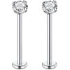 Rajnard 16G in Acciaio Chirurgico Labbro Piercing Stud Argento 6 8 10 12 14 16 19mm cartilagine Tragus Helix Orecchini Piercing Labret con Zircon Piercing Gioielli per Le Donne Uomini