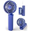 Hssio Mini ventilatore portatile da scrivania, pieghevole, 1800 mAh, rapporto di 180°, 3 velocità, ultra silenzioso, lunga autonomia, piccole ventole di raffreddamento personali, Blu