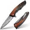 Japaknives Coltello tascabile da outdoor acciaio Damasco VG10 - Lama 5 cm | Coltello pieghevole, impugnatura ergonomica, per campeggio, ideale come regalo o oggetto da collezione