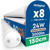 Eurocali 8 Tubi LED 24W 150cm T8 G13 SMD con Starter 3000 Lumen Garanzia 3 Anni - Luce Naturale 4000K - Alta Luminosità 125 lm/W - Sostituzione Neon per Soffitto Garage e Negozio in Materiale Nano Plastic