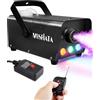 MOSFiATA Macchine del Fumo 500W Macchina della Nebbia con 3 Luci LED Colorate e Effetto RGB e Telecomando per DJ, Matrimoni, Halloween e Effetti su Palco, Natale, Feste