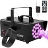 MOSFiATA Macchina del Fumo 1200W, 18 LED RGB, 13 Colori, 6000 FCM di Portata, Preriscaldamento Veloce, Telecomando Wireless per Halloween, Feste, Matrimoni, Discoteca, DJ, Effetti Scenici