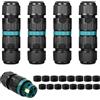 BUCOMTU 4 Pezzi Connettori Elettrici per Cavi Esterni IP68，Scatola di Giunzione Impermeabile Ø5-12 mm，Connettore Stagno Manicotto 3 Poli ，Ideale per giardini, spazi esterni, pavimenti e tetti(2 vie)