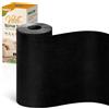 POSGUO Toppe Adesive in Velluto per Tessuti Riparazione 10x200 cm Nero | Kit Tessuto Adesivo in Velluto per Riparazione per Divano, Cuscino, Scatola di Gioielli, Cassetto, Abitacolo, Forte Adesione