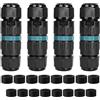 ACOMTUO 4 Pezzi Connettori Elettrici per Cavi Esterni IP68,Pratico,Scatola di Giunzione Impermeabile Ø5-12 mm,Connettore Stagno Manicotto 3 Poli,Ideale per giardino, esterno, pavimento, tetto