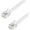 deleyCON 2m Linea Telefonica - RJ11 Cavo Modulare 6P4C Western - 2x Connettore RJ11 con Flat per Presa Telefono Modem Router Fax ISDN DSL VDSL Internet Bianco