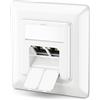 deleyCON 1x CAT6a Presa di Rete con 2x Jack RJ45 Schermato Montaggio ad Incasso Ethernet 10 Gbit Rete LAN Presa Cavo Patch Cavo di Rete Cavo di Posa Bianco