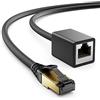 deleyCON 0,5m CAT8.1 Prolunga Patch Rete 40 Gbit/s 2000 MHz S/FTP Rame PiMF 1x Connettore RJ45 1x Presa RJ45 per Ethernet LAN Gaming Streaming - Nero