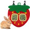 dellyy Portafieno Coniglio Nano, dellyy Fieno per Coniglio, Porta Fieno, Fragola Sacco Porta Fieno con 2 Travi, Sacchetto di Fieno, per Cincillà, Cavie, Criceti, Maiali Olandesi, Tartarughe (Rosso, S)