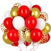 Ousuga Palloncini Rossi Bianchi 50 Pezzi 12 Pollici, per Compleanno Natale Capodanno Halloween Laurea Matrimonio Battesimo Anniversario Feste Decorazione