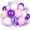 Ousuga Palloncini Rosa Viola 50 Pezzi 12 Pollici con Coriandoli Viola, per Compleanno Natale Capodanno Festa K-pop Battesimo Matrimonio Decorazione