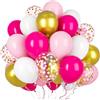 Ousuga Palloncini Rosa Fucsia Bianco Oro 50 Pezzi 12 Pollici, per Compleanno Bambina Natale Capodanno Baby Shower Battesimo Comunione Matrimonio Decorazione
