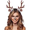 YUSHWENPTY Cerchietto Renna Natale, Corna Renna Natalizie Cerchietti Natalizi Adulti Copricapo Natalizio per Bambina Donna, Natale, Halloween, Cosplay