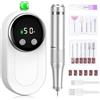 Urbuti Lima elettrica per unghie da 50000 giri/min, professionale, portatile, per unghie acriliche e gel, set elettrico ricaricabile per manicure e pedicure con display LCD a 12 bit per casa (Blanco)