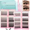 GEMERRY 4x 600PCS Ciglia Finte Ciuffetti Kit Extension Ciglia | 2x 30D-100D+ 2x40D-80D Cluster Lashes Kit con Bond and Seal Pinzette DIY Lash Extension a Casa per i Principianti