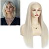 Larafona Parrucca da donna in capelli veri, 60 # biondo bianco, capelli umani, 100% Remy trasparente, pizzo pre-plucked (13 x 4 pollici), 10 pollici/25 cm
