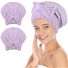 SUNLAND Grandi cuffie in microfibra per asciugare i capelli con nodo a fiocco, ad asciugatura rapida, cuffia da doccia morbida e assorbente, turbante per capelli ricci, spessi e bagnati, 28 x 34 cm