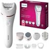 Philips Beauty Epilator Series 8000 Rasoio 5 in 1 da donna, tagliaerba, pedicure e esfoliante corpo + 9 accessori, BRE740/14