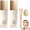 Cazvok Fondotinta Adattivo Over 50, Fondotinta Coreano 4 In 1-30ml, SPF 30+ | Tenuta 24h, Acido Ialuronico, Texture Leggera, Coprenza Modulabile Per Pelli Mature, Con Pennello E Dischetti Di Cotone