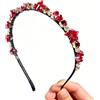 FM2018XSL Fascia per Capelli da Donna Ragazza con Strass, Accessorio per Capelli Scintillante ed Elegante per Spose e Matrimoni e Outfit Quotidiano (Rosso)