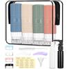 Suvexor Set di 16 bottiglie da viaggio in silicone, 100 ml | Senza BPA, con custodia inclusa, bottiglie da viaggio ricaricabili per gel doccia, lozione e balsamo