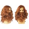 GWAWG Parrucca lunga e barba per adulti, parrucca riccia marrone scuro, parrucca e barba lunga, abito fantasia accessorio per feste e baffi Cosplay Costume personaggio di Halloween