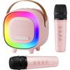BNEHHOV Mini Karaoke per Bambini e Adulti, 7 Modalità Effetti Sonori | Karaoke per Bambini con 2 Microfoni Wireless, Luci LED, Cambio Voce e Bluetooth, Regalo per Bambina 3-12 Anni