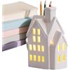 Generico Casette di Natale in Ceramica Casa in Ceramica con Luce A LED | Decorazione Per Tavolo Di Natale Per La Casa Delle Feste Per Interni Ripiano Festa Esposizione Stagionale In Stile Rustico