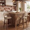 YOUNIKE Sgabelli da Bar Set di 2 in Tessuto Bouclé, Altezza Seduta 67 cm, Sgabelli da Cucina con Schienale Aperto e Gambe in Legno Massello, Sgabelli Rustici per Cucina/Bar/Sala da Pranzo, Cachi