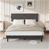 KOOPMAD Letto matrimoniale imbottito, 140 x 200 cm, con rete a doghe, letto da 140 x 200 cm, con testiera regolabile in altezza, letto per ragazzi con vano portaoggetti, facile da montare, grigio