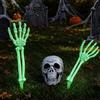 FePen Scheletro Decorazione Halloween, 3 Pezzi Teschio e Braccia Luminose | Scheletro Realistico di Halloween, Decorazioni Halloween Esterno Horror per Giardino, Cimitero, Prato, Cortile e Festa