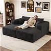 Bladez Boneless - Divano modulare moderno a 2 posti, in velluto a coste | Divano con chaise longue, divano letto con funzione letto, comodo divano per soggiorno, design con seduta profonda