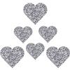 JKJF Toppa termoadesiva a forma di cuore, con strass, applicazione a caldo, per vestiti, jeans, giacche, cappelli, zaini, scarpe, 6 pezzi, 2 misure