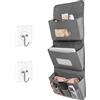 HJ-fuzhou Organizer da appendere a 3 strati con 4 piccole tasche, lavabile, per cosmetici, organizer da appendere con 3 ganci adesivi, organizer da parete pieghevole per porta, parete, camera da letto, ufficio