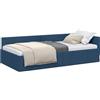 Qnhdfrt Struttura Letto Angolare Blu 80x200 cm in Tessuto con Doghe | Design a L salvaspazio per camera da letto e piccoli spazi, convertibile in divano con testiera modulare e rete a doghe.
