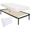 Comprarredo Kit Rete ortopedica e materassino singolo 80x190 Canada con cuscino | Rete letto singolo 80x190 in metallo, Materasso alto 11cm in waterfoam e cuscino incluso