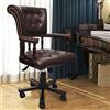 Tidyard Poltrona Chesterfield da Ufficio Girevole in Similpelle Marrone