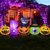 Danxilu Zucca Gonfiabile Halloween 2,4 m con Gatto Nero e Occhio da Esterno | Decorazioni Gonfiabili Gigante con LED Luminosi, Ideale per Esterni, Giardino, Cortile, Balcone, Feste e Addobbi Halloween