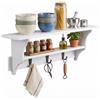 Baroni Home Mensola da Parete con 2 Ripiani e 3 Ganci in Ferro, Scaffale Multiuso per Cucina e Ingresso in Plastic Wood, Organizer Salvaspazio, Facile da Montare e Pulire, 47x9,5x14 cm