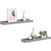 KUTYWEXFM 2 bacchette da parete in MDF, 40 x 9 x 3 cm, colore: grigio | Decorazione da parete per soggiorno e camera da letto: presentazione salvaspazio di cornici e decorazioni grazie alla forma a
